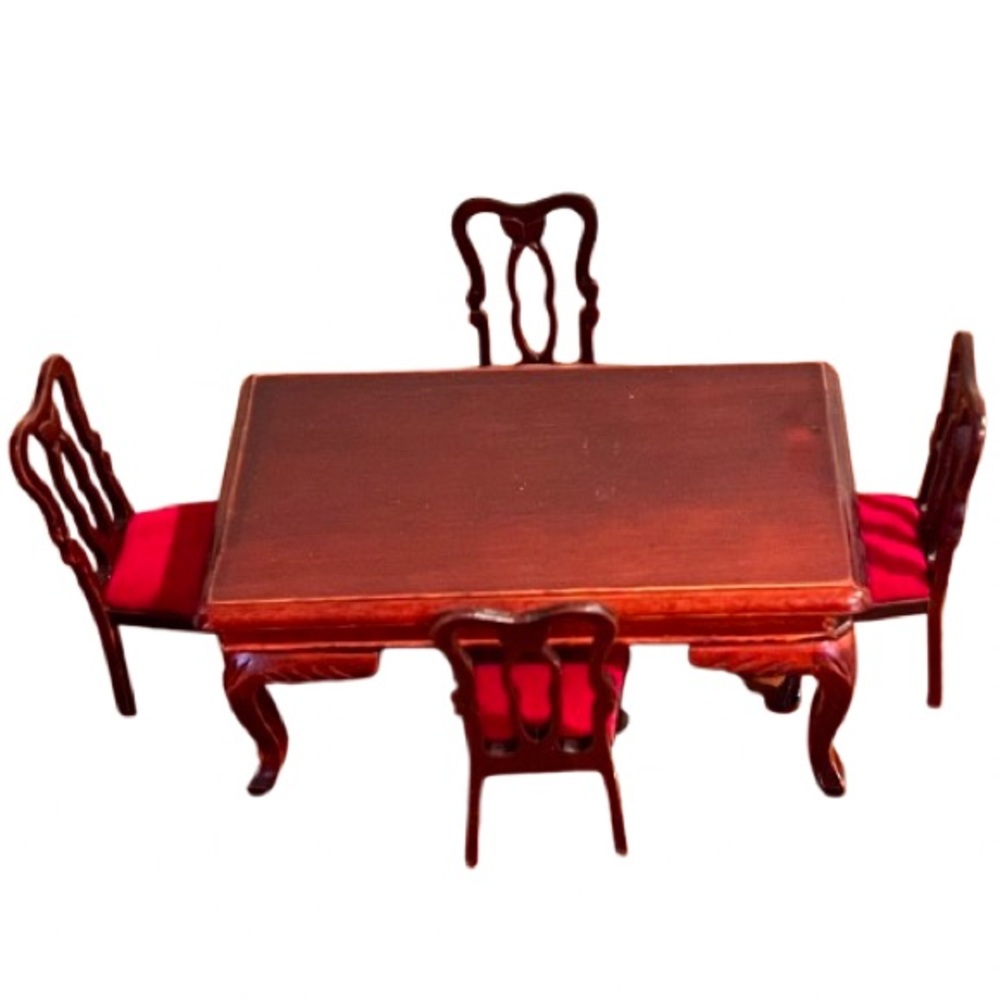 NWOT-BOMBAY CO. Miniature Dollhouse 1/12 Scale Wooden Dining Table and Chair Set